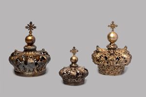 Lotto di tre corone in argento, Napoli secoli XVIII - XIX