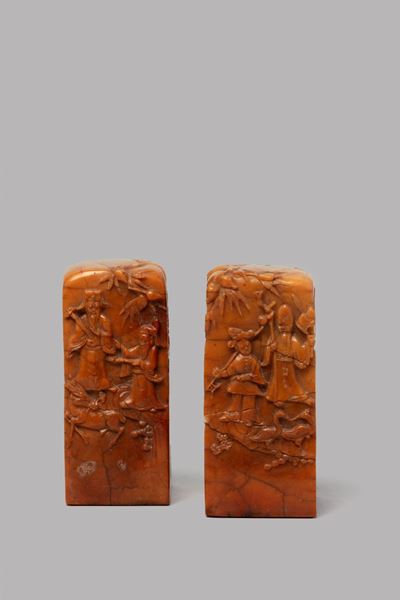 Cina, Due sigilli in pietra saponaria, secolo XIX
