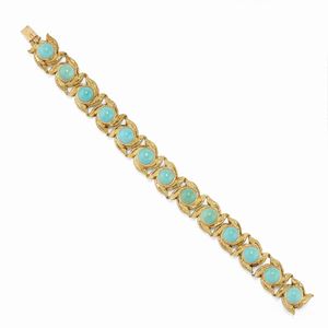 A 18K yellow gold and turquoise bracelet