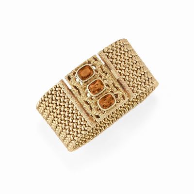 Bracciale, oro giallo 18K con quarzi citrini, circa 1960
