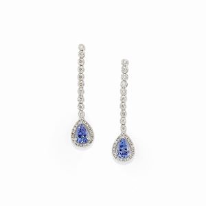A 18K white gold, diamond and tanzaniti pendant earrings