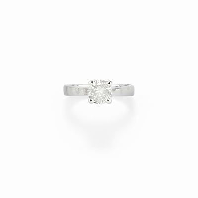 Anello con diamante, oro bianco 18K, carati 1,10