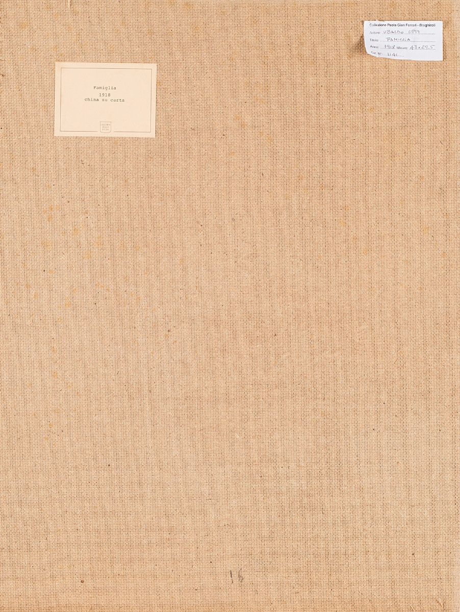 Ubaldo Oppi - Famiglia (1918), china e china acquarellata su carta