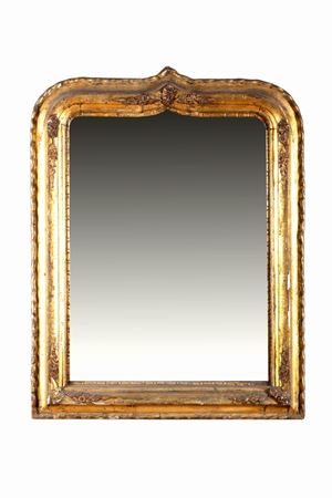 Shaped mirror in wood and gilded stucco, 19th century