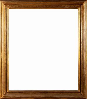 Frame in gilded wood with punched floral motifs decoration, 18th century