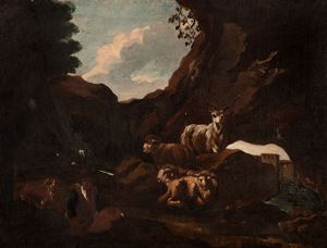 Shepherd and herds in a landscape