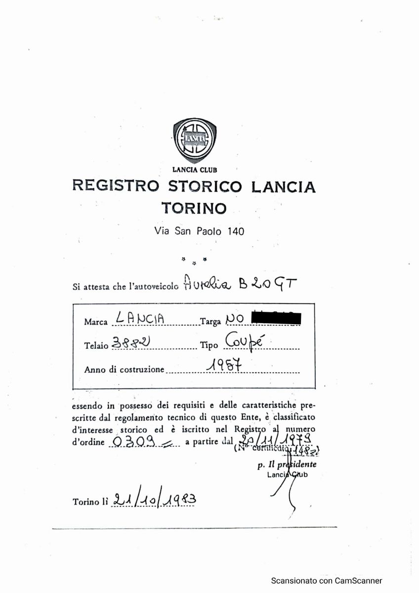 Lancia - Aurelia B20 (vi Serie) (pinin Farina)