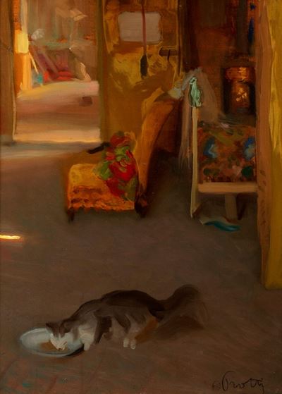Il mio Studio, olio su cartone