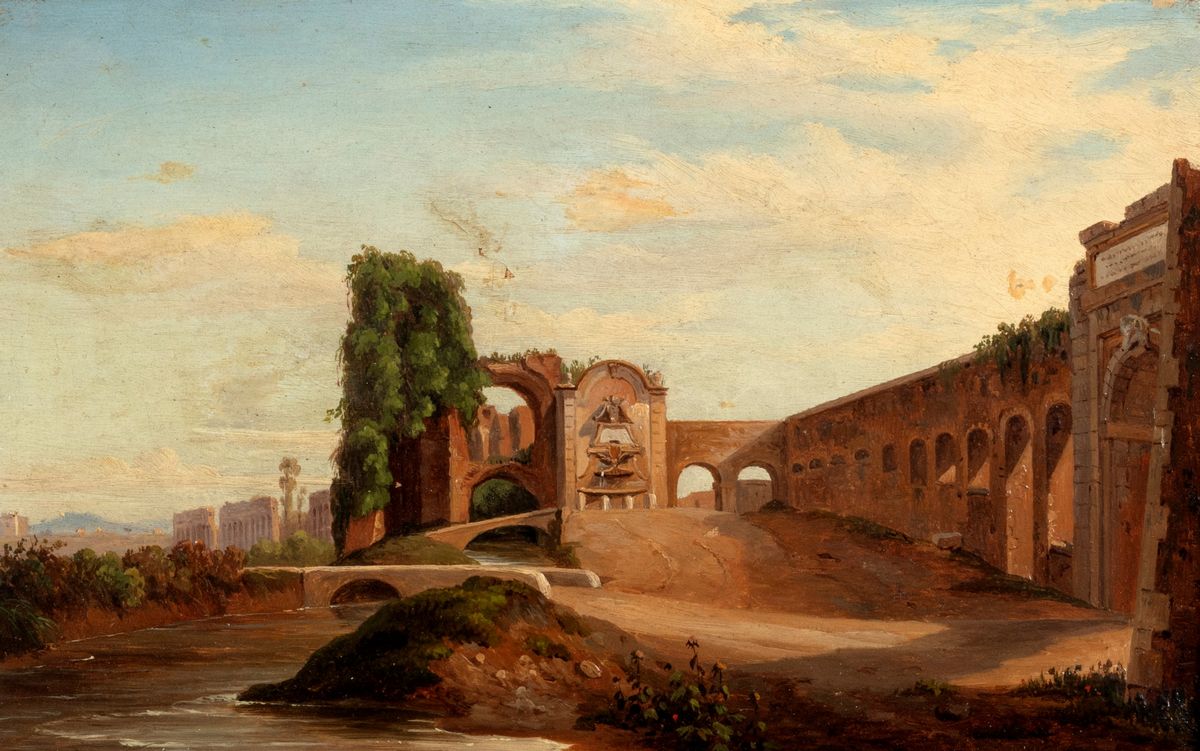 John Newbolt - Quattro vedute dei dintorni di Roma, olio su tela