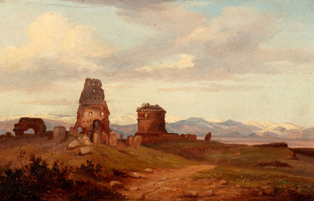 John Newbolt - Quattro vedute dei dintorni di Roma, olio su tela