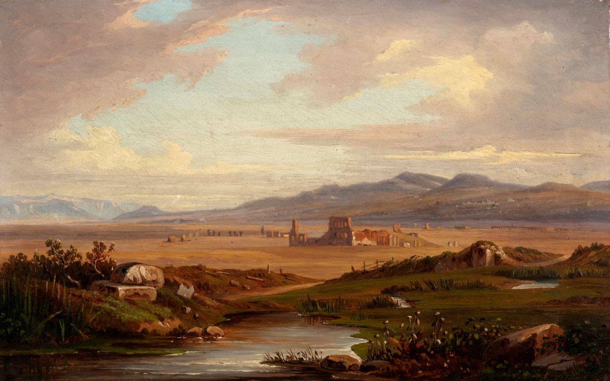 John Newbolt - Quattro vedute dei dintorni di Roma, olio su tela