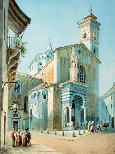 Basilica di Santa Maria Maggiore, acquerello su cartoncino
