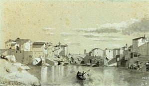 Scuola europea del XIX secolo - Roma, Isola Tiberina