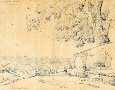 Roma, veduta da Sant'Onofrio, china su carta