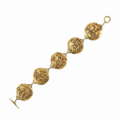 Germano Alfonsi, Bracciale in oro giallo 18K con raffigurazioni romane