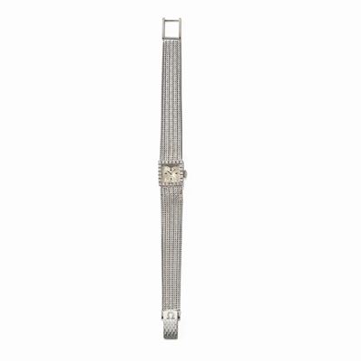 Orologio da polso da donna in oro bianco 18K con bracciale integrato