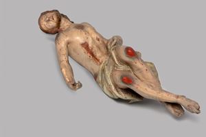 Cristo in legno laccato policromo, secolo XVIII