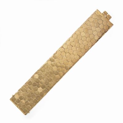 Bracciale in oro giallo 18K a nido d'ape, circa 1960
