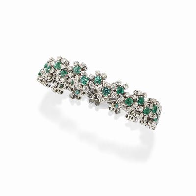 Bracciale in oro bianco 18K con diamanti e paste vitree