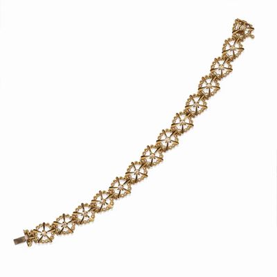 Bracciale in oro giallo 18K con pietre d'imitazione