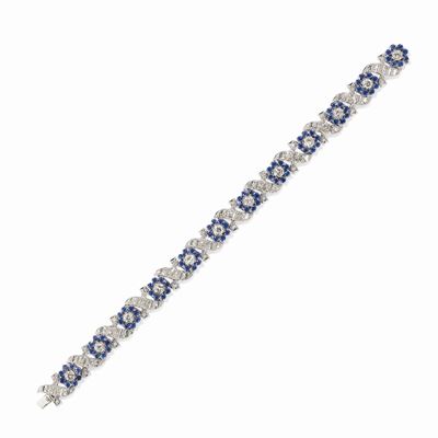 Bracciale in oro bianco 18K con zaffiri e diamanti