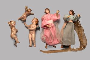 Lotto di cinque angeli in terracotta, Napoli secolo XIX