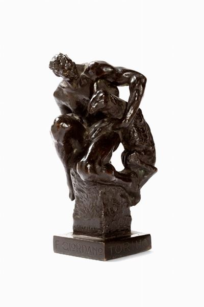 Il buon pastore, scultura in bronzo