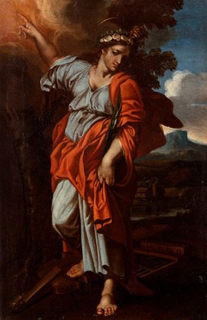 Scuola bolognese, inizi secolo XVII - Santa Cecilia in a landscape