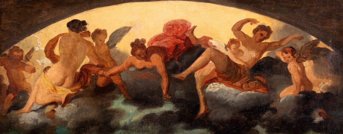 Pittore Accademico Attivo nella Prima Metà del Secolo XIX - Due studi per lunette raffiguranti fi...