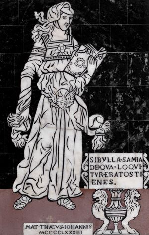 Floor tile of the Siena Cathedral depicting the Sibilla Samia, 1890
