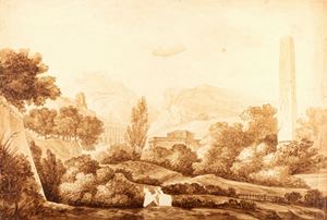 Scuola italiana, fine del secolo XVIII - inizi del secolo XIX - Landscape with classical ruins