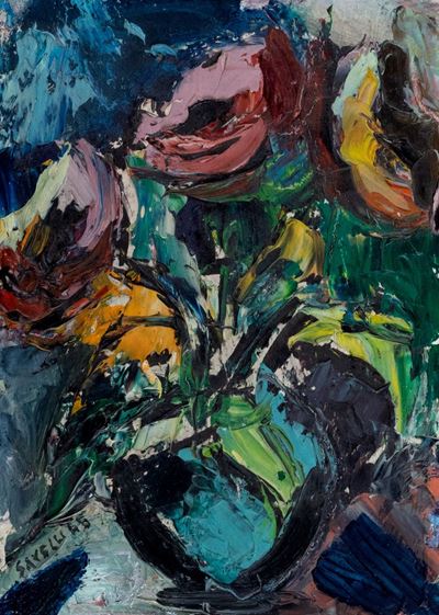 Fiori, olio su cartone telato