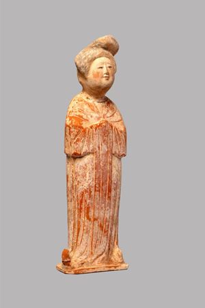 Terracotta statue depicting Fat Lady, China Tang Dynasty