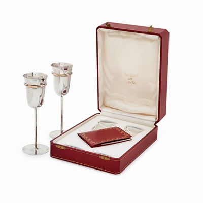 Due flutes in argento, collezione "Trinity", numerati e firmati