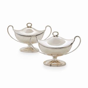 Two silver sauce boats, Italy, 20th century