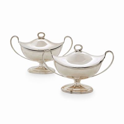 Due salsiere in argento 925, Italia, XX secolo