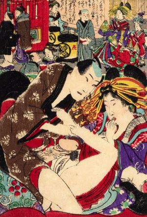 Stampa shunga raffigurante scena erotica, Giappone periodo Meiji