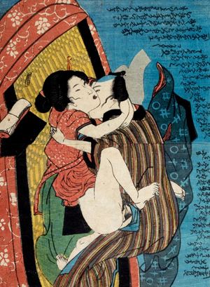Stampa shunga raffigurante scena erotica, Giappone periodo Meiji
