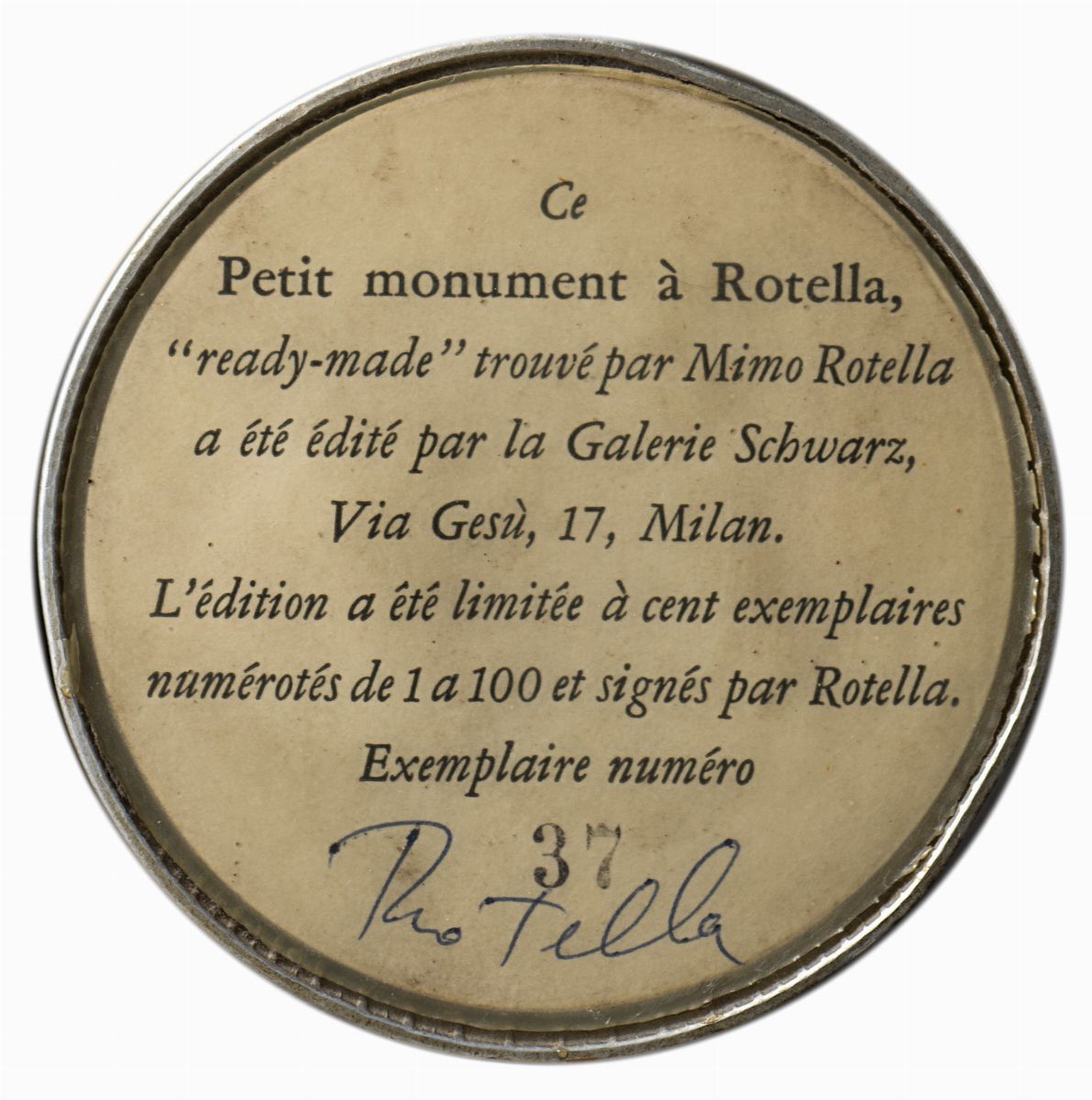 Petit Monument à Rotella - lattina in metallo