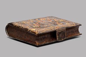 Photo album, Japan, Meiji period, with metal decorations depicting bamboo and butterflies and leather cover with flowers, butterflies and crickets
