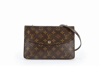 Borsa a busta in tela con monogramma, doppio scomparto e tracolla staccabile