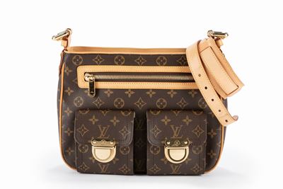 Borsa Hudson, in tela monogram con tracolla e dettagli in metallo dorato