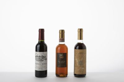 Selezione di Mezze Bottiglie di Vino – Château Bovila Chaors, Le Pergole Vin Santo, Kuddia Passit...
