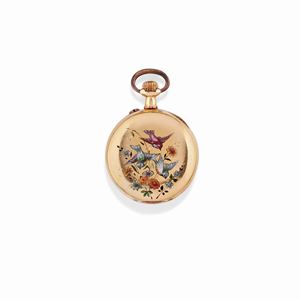 A 18K yellow gold and enamel pocket watch 