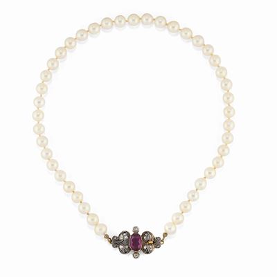 Collana con Perle Ametista e Diamanti