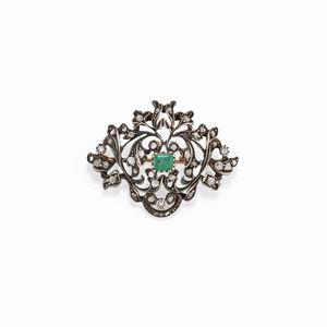 Spilla con smeraldo e diamanti, XIX secolo