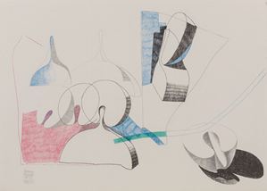 Three lithographs in colours e tre disegni