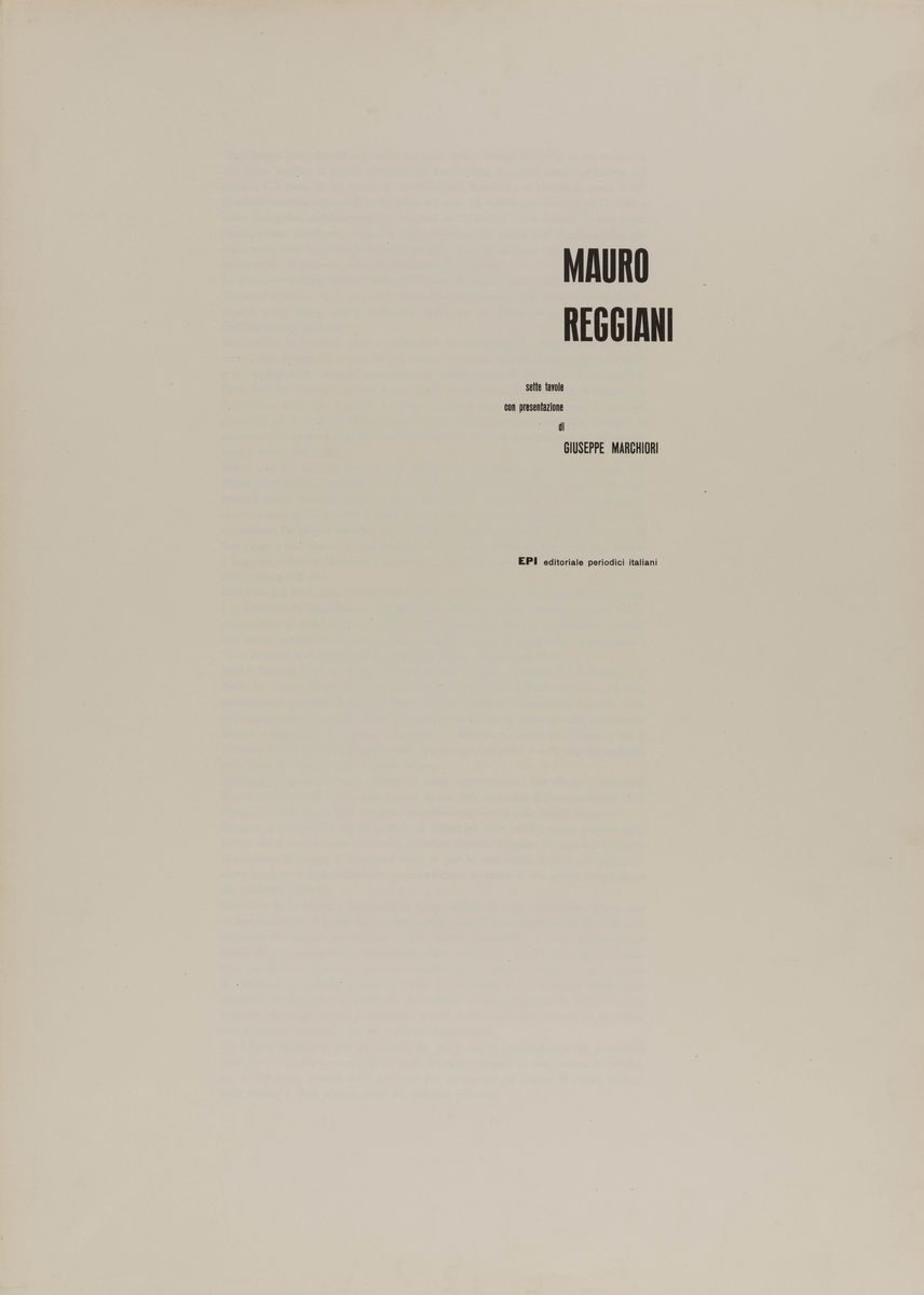 Mauro Reggiani - Sette Tavole a Cura di G. Marchiori