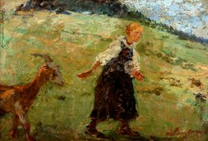 Bazzaro Leonardo - Shepherdess with little goat
