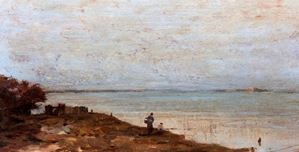 Scuola veneta, fine XIX - inizi XX secolo - Veduta della laguna di Venezia